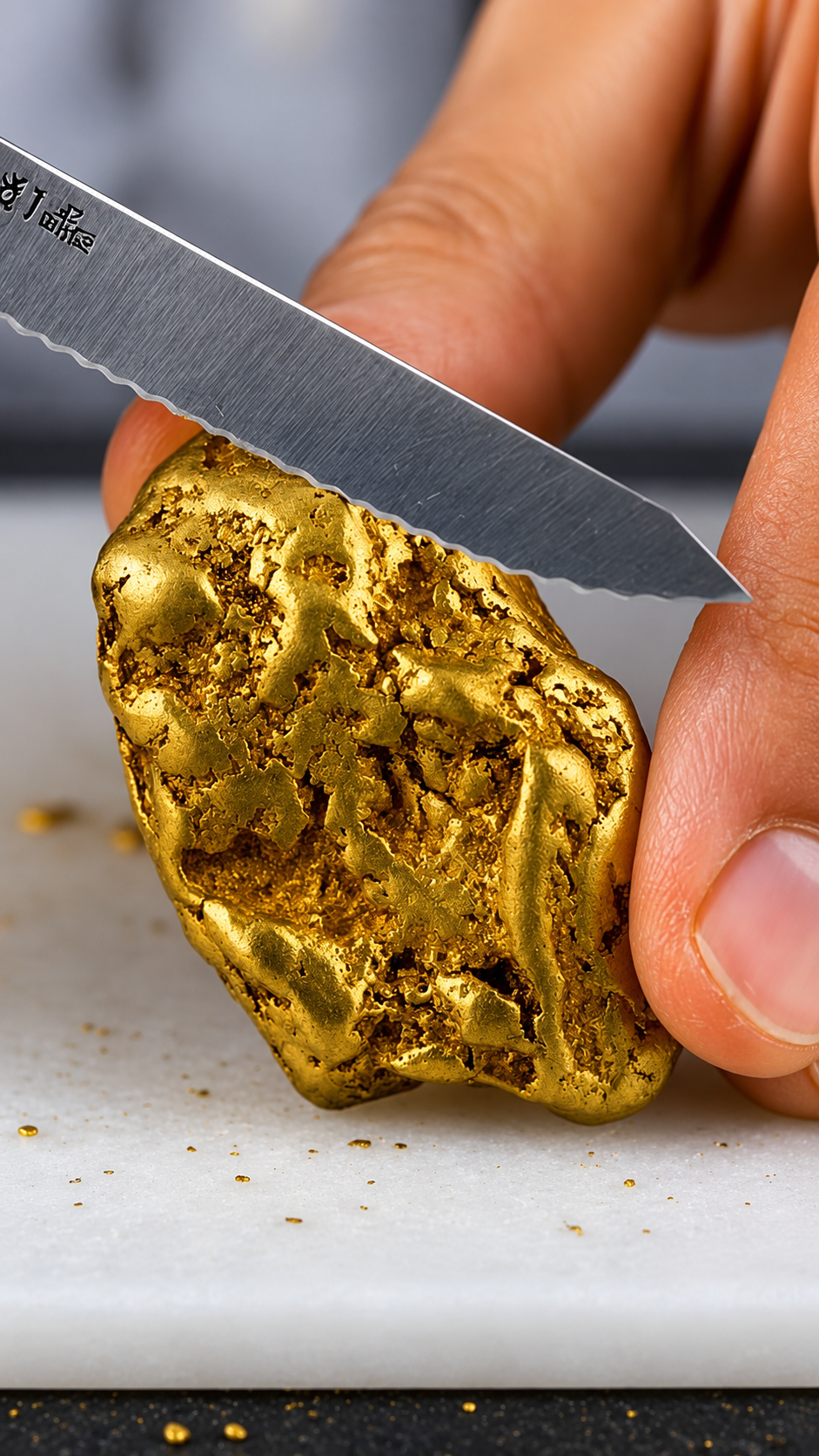 Cutting Gold in Ultra Slow Motion (Macro ASMR)
