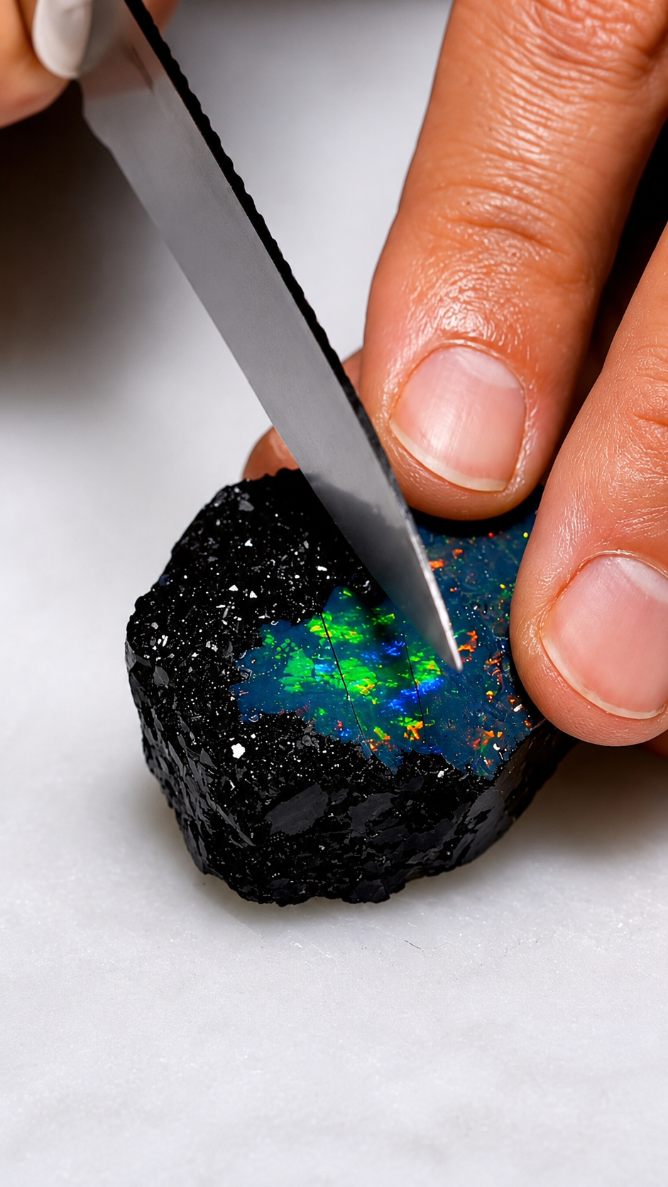 Cutting a Black Opal | Chromatic Flames ASMR