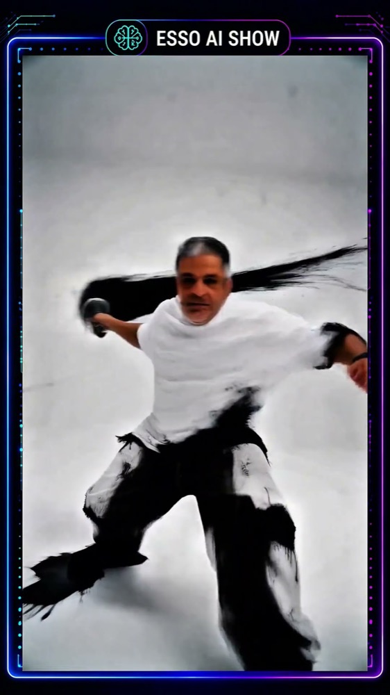 Frame from the Esso AI Show video: How to Make Sumi-e AI Videos with Pollo.ai and MiniMax H3